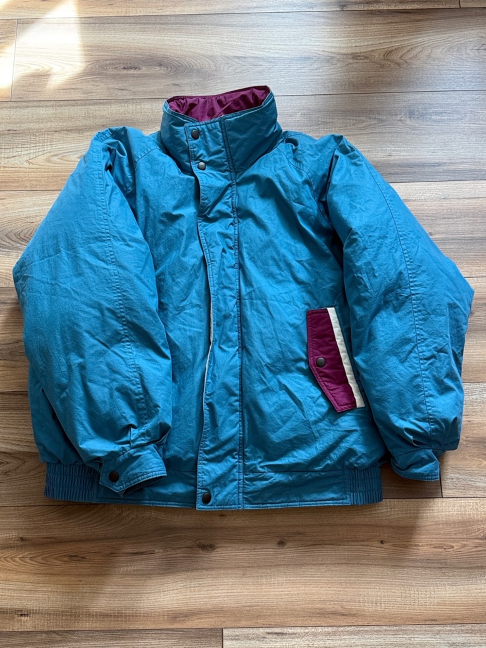 GANT Teal and Burgundy Colorblock Jacket